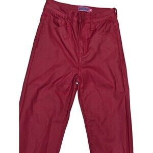 Edikted Red Faux Leather Straight Leg Pants